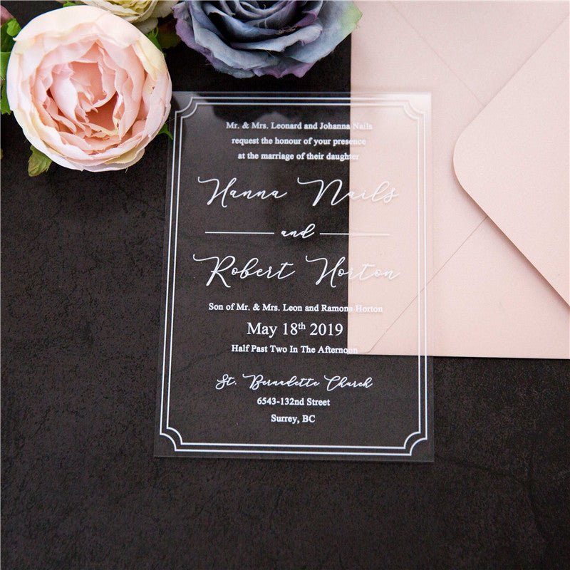 Simple Border | Clear Acrylic Wedding Invitation | TWEACR03