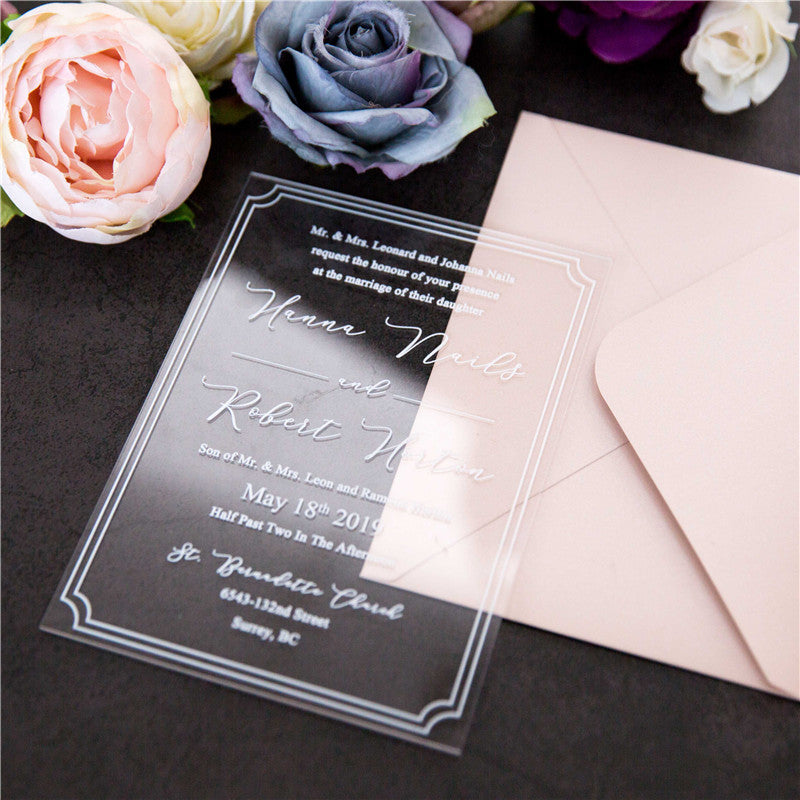 Simple Border | Clear Acrylic Wedding Invitation | TWEACR03