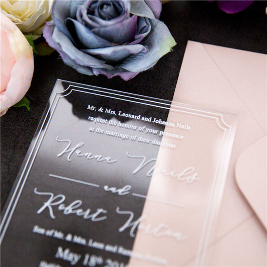 Simple Border | Clear Acrylic Wedding Invitation | TWEACR03