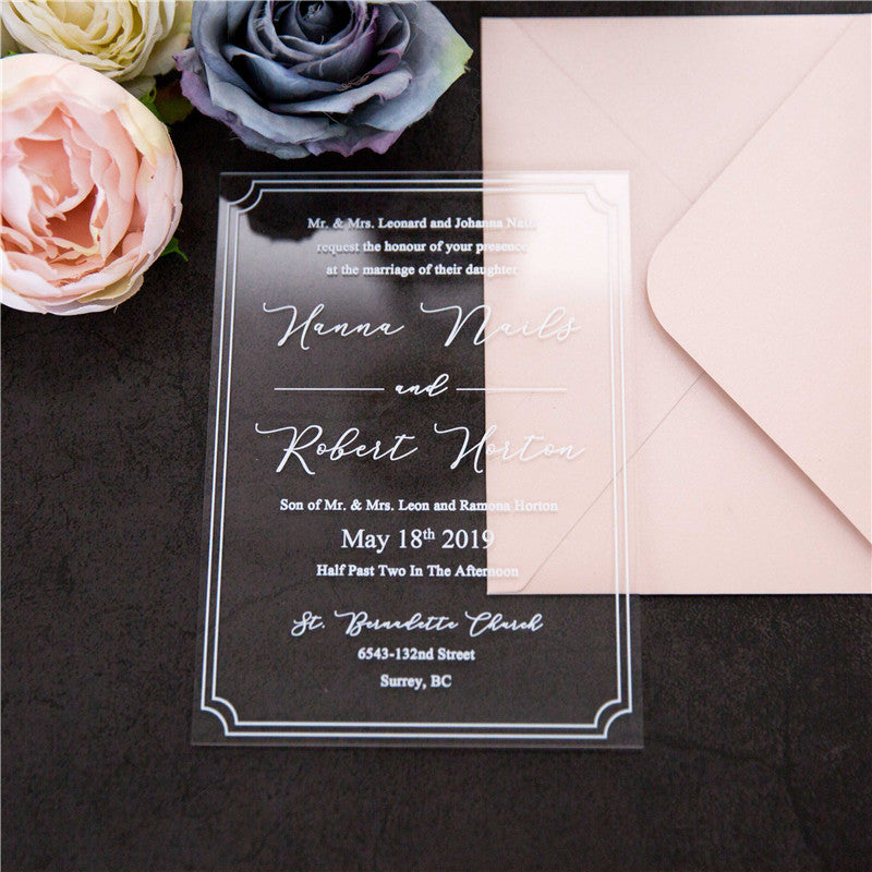 Simple Border | Clear Acrylic Wedding Invitation | TWEACR03