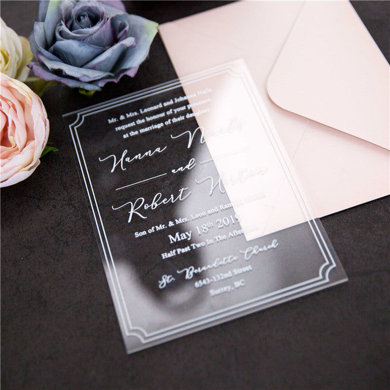 Simple Border | Clear Acrylic Wedding Invitation | TWEACR03