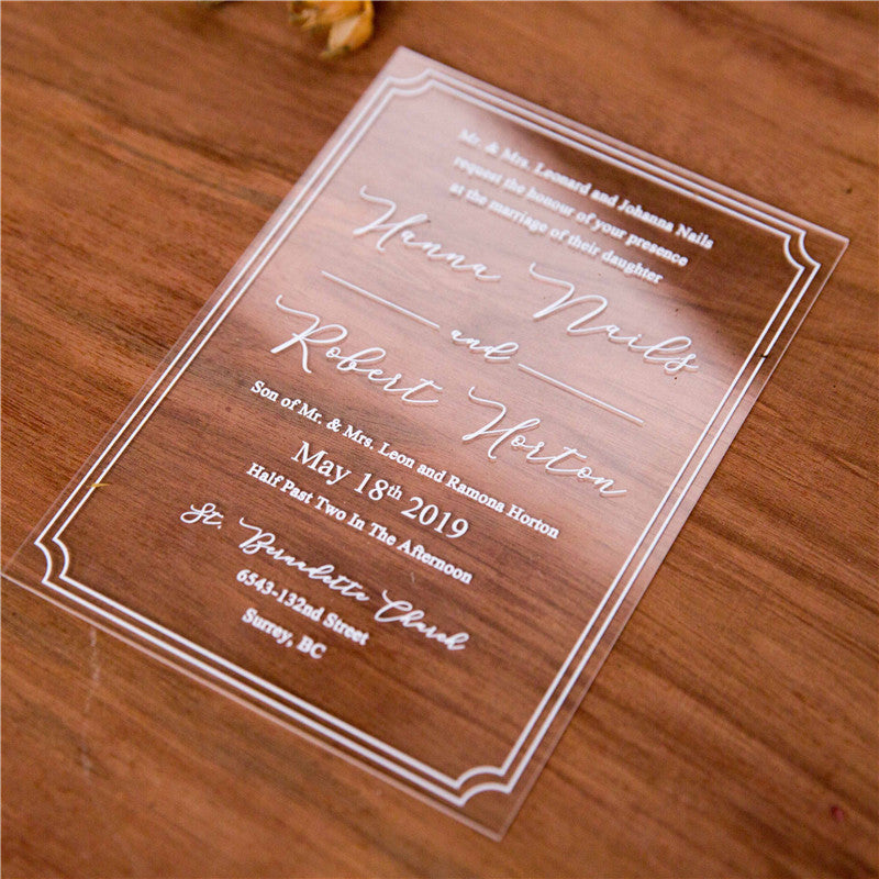 Simple Border | Clear Acrylic Wedding Invitation | TWEACR03