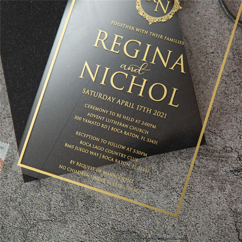 Modern Silver | Clear Acrylic Wedding Invitation | TWEACR18S