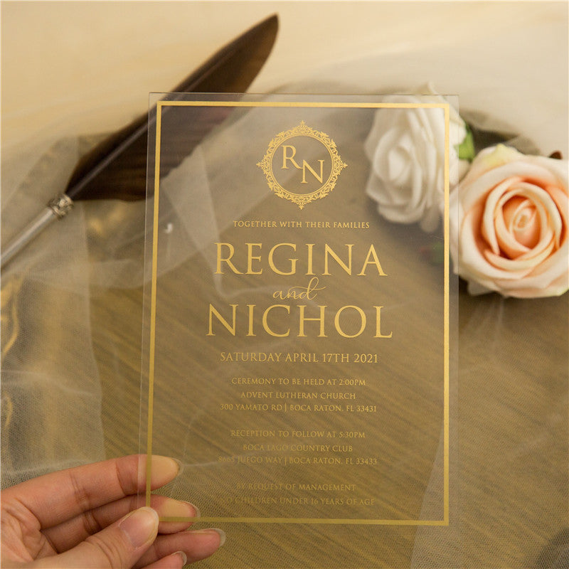 Modern Silver | Clear Acrylic Wedding Invitation | TWEACR18S