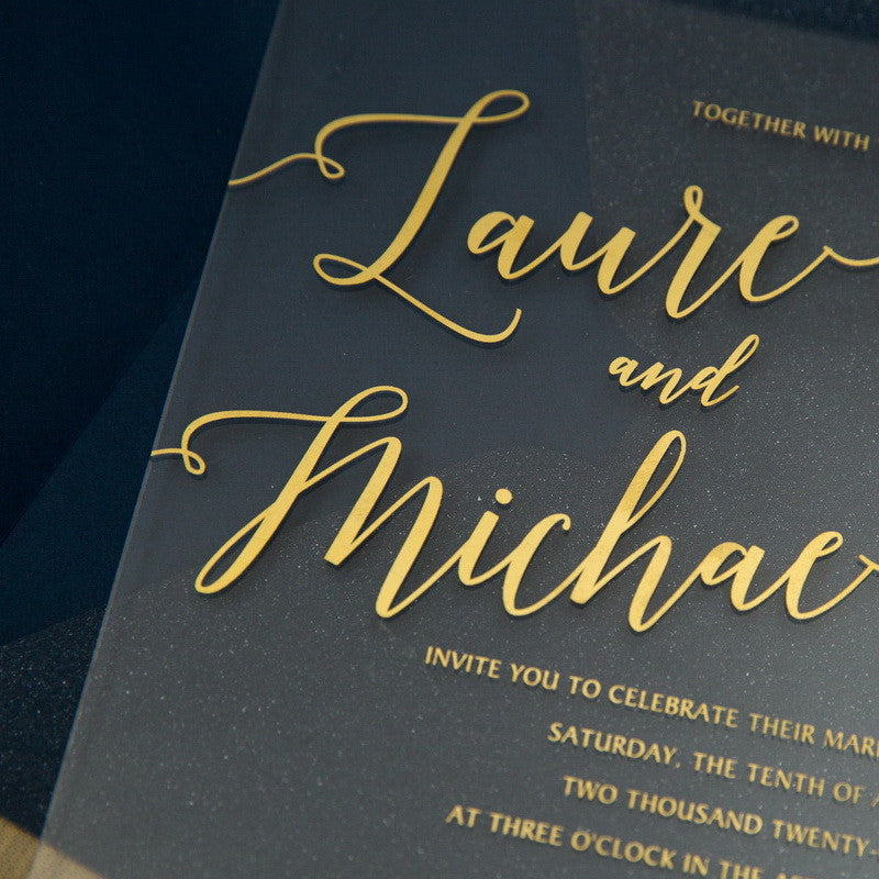 Simple Modern Gold | Clear Acrylic Wedding Invitation | TWEACR21