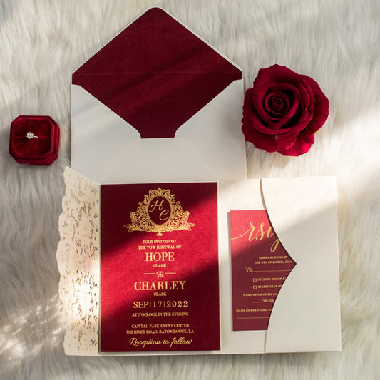 Luxury Ivory Pocket Velvet Invitation