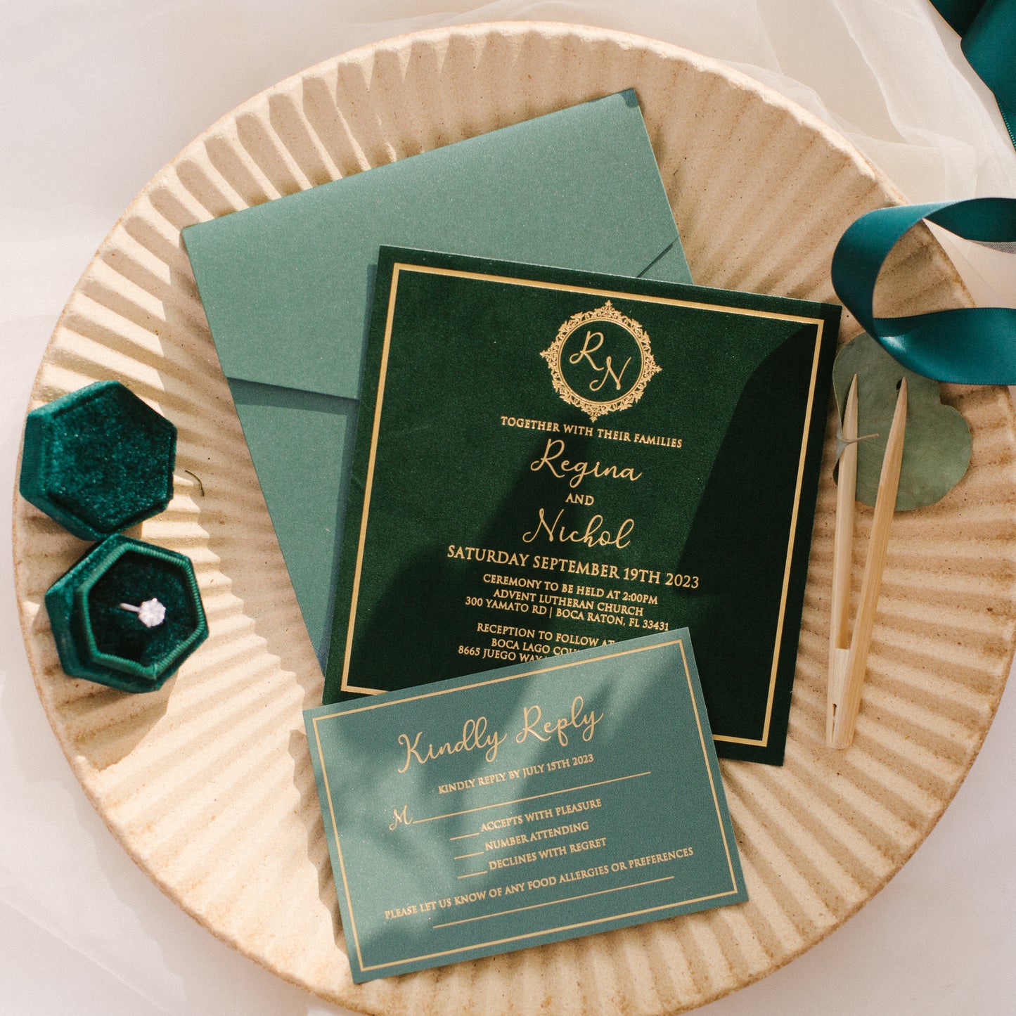 Square Pocket Velvet Invitation