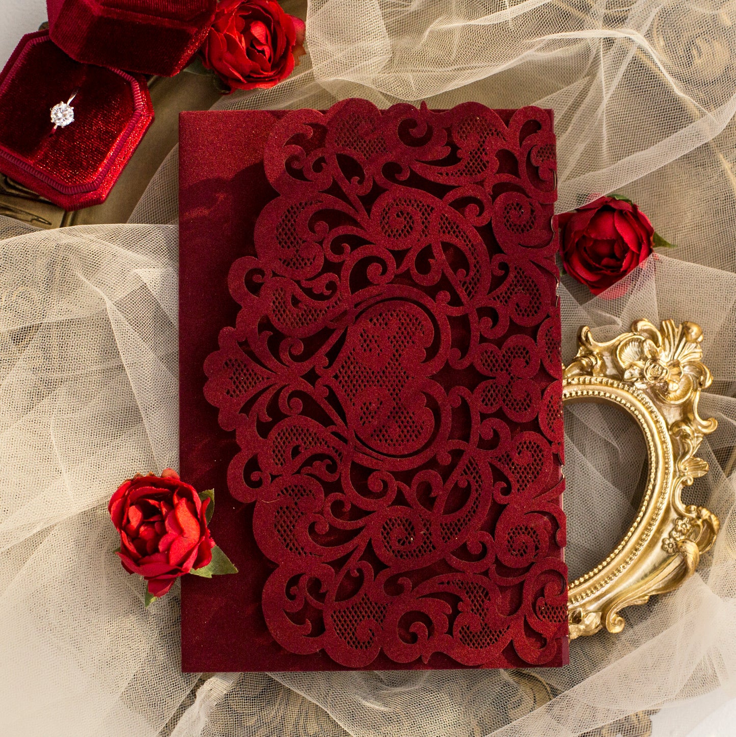 Graceful Love Pocket Velvet Invitation