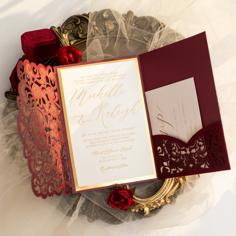 Graceful Love Pocket Velvet Invitation