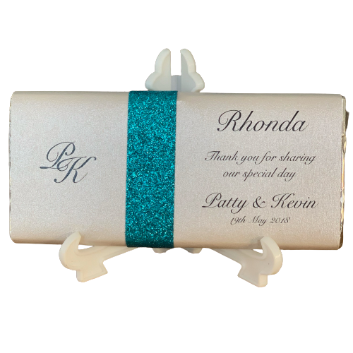 Aqua Glitter Initials - Vivienne Chocolate Bar