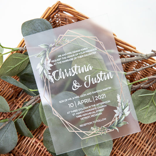 Greenery Frosted Acrylic Invitation