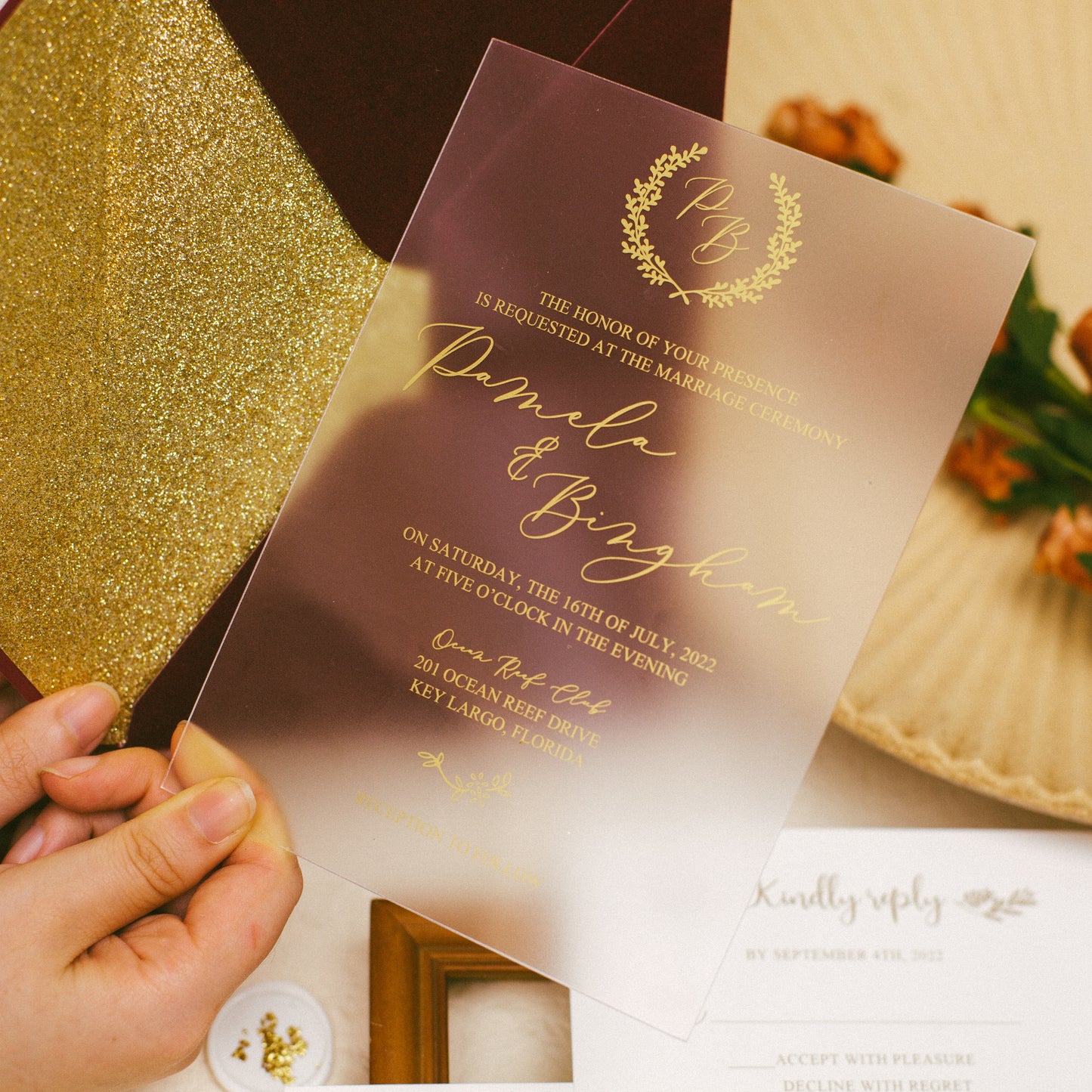 Monogram Frosted Acrylic Invitation