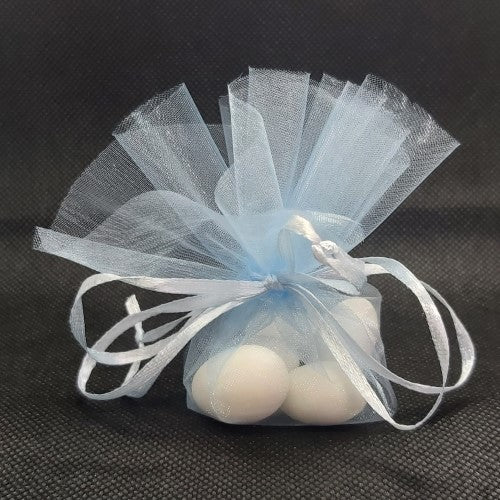 Light Blue Organza Circles with Satin Drawstring