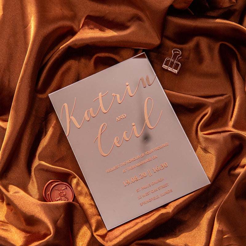 Rose Gold Mirror Acrylic Invitation