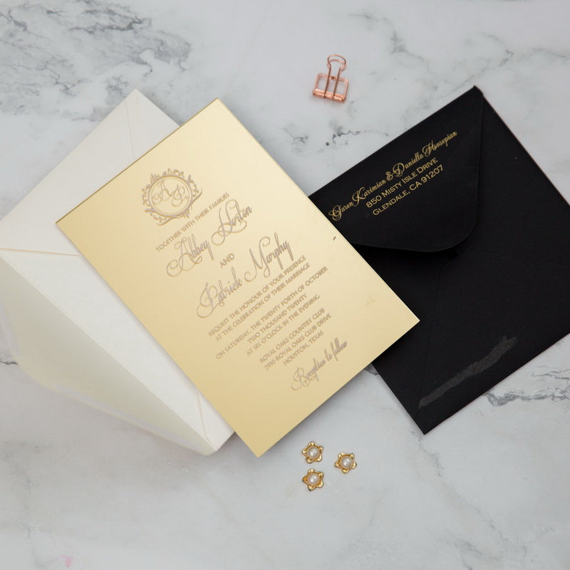 Gold Mirror Acrylic Invitation