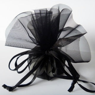 Black Organza Circles with Satin Drawstring