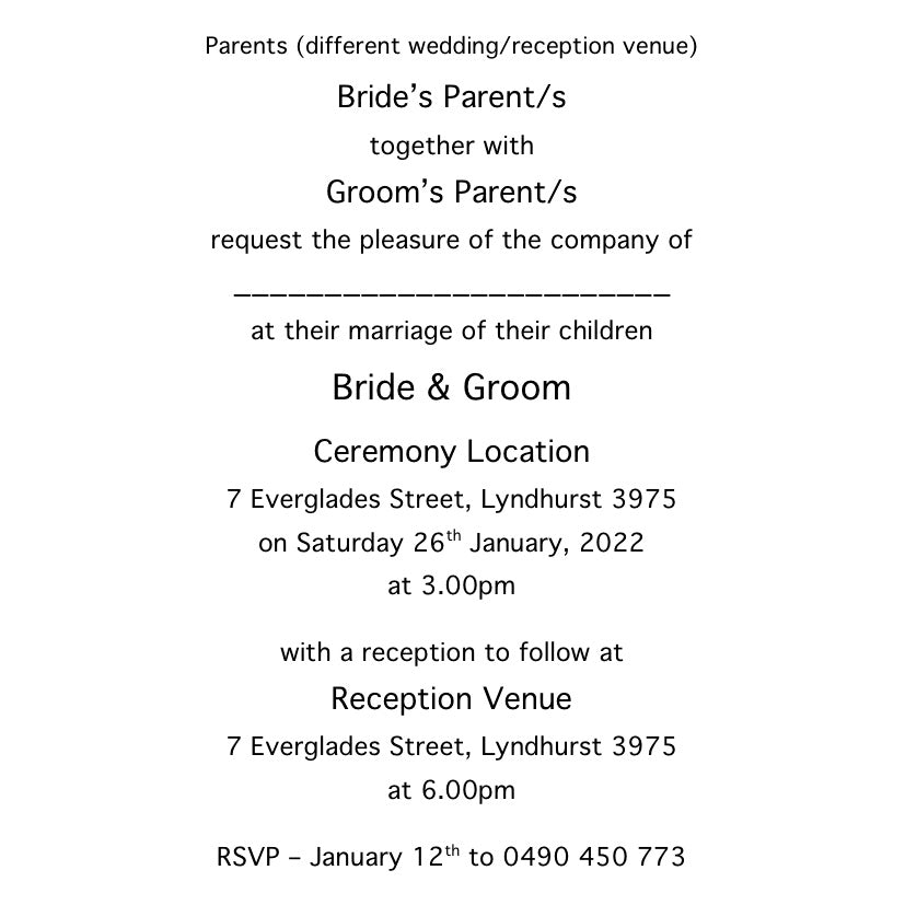 Invitation template details