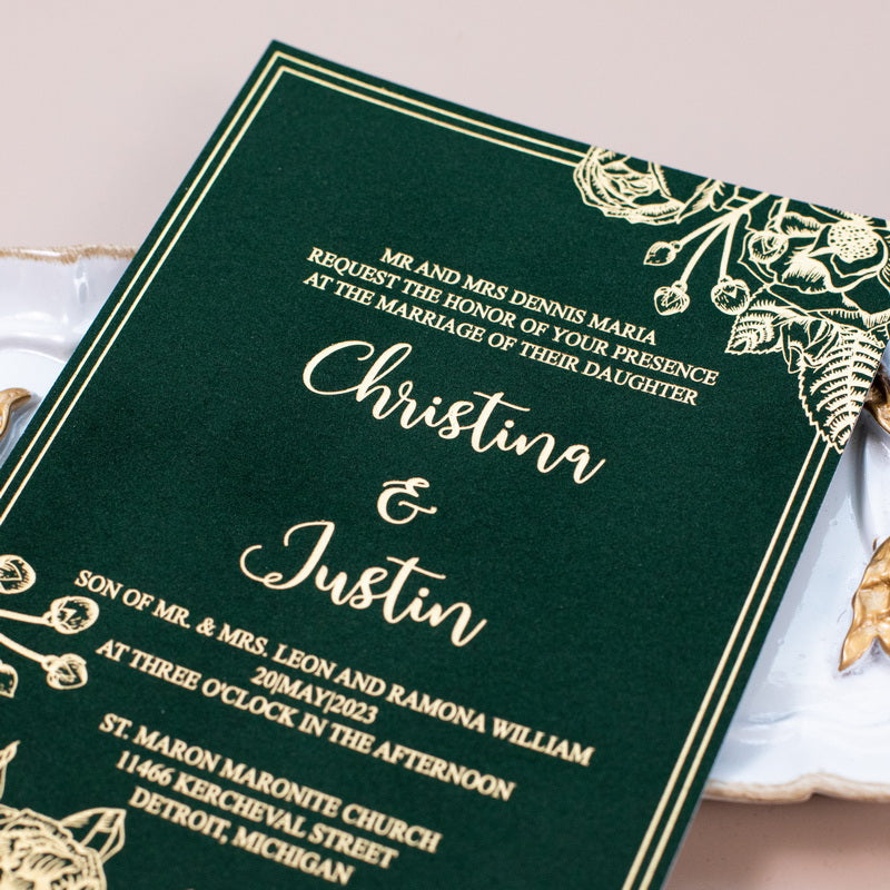 Luxury Floral Flat Velvet Invitation