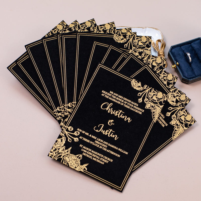 Luxury Floral Flat Velvet Invitation