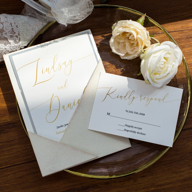 Chic Integrated Pocket Laser Cut Velvet Invitation