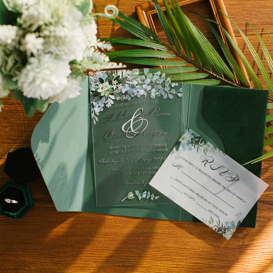 Greenery Velvet Pocket Invitation