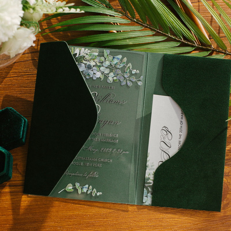 Greenery Velvet Pocket Invitation