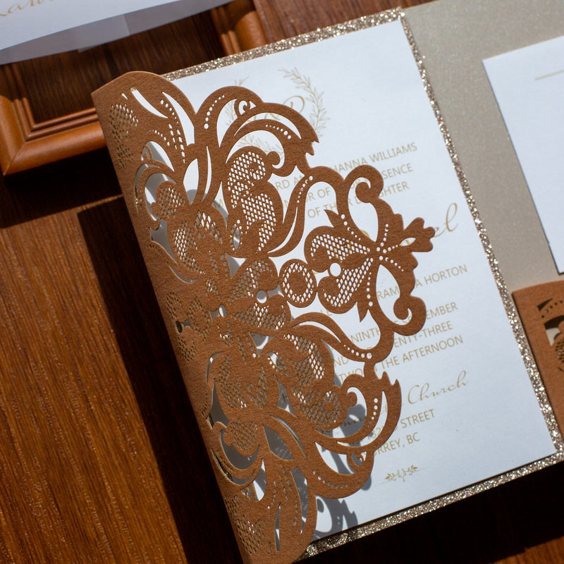 Classic Lace Pocket Velvet Invitation