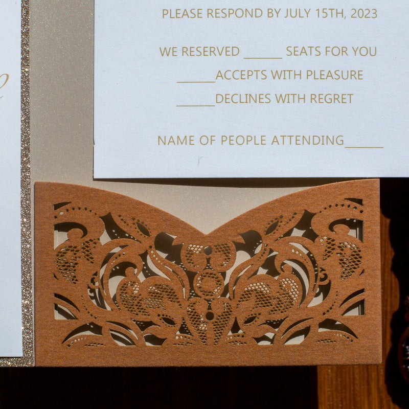 Classic Lace Pocket Velvet Invitation