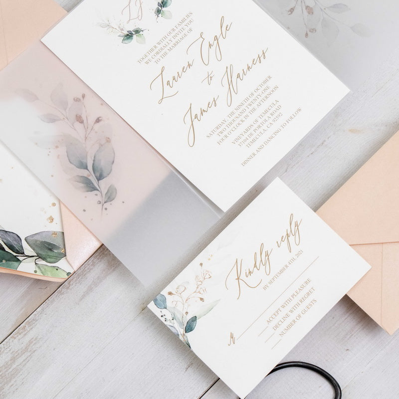 Greenery Botanical Jacket Vellum Invitation