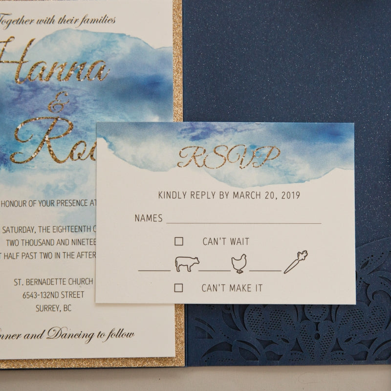 Classic Lace Tri-fold Pocket Invitation (Ready 2 GO Set)