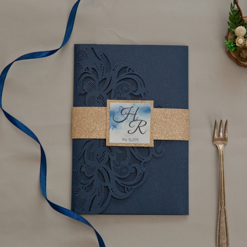 Classic Lace Tri-fold Pocket Invitation (Ready 2 GO Set)