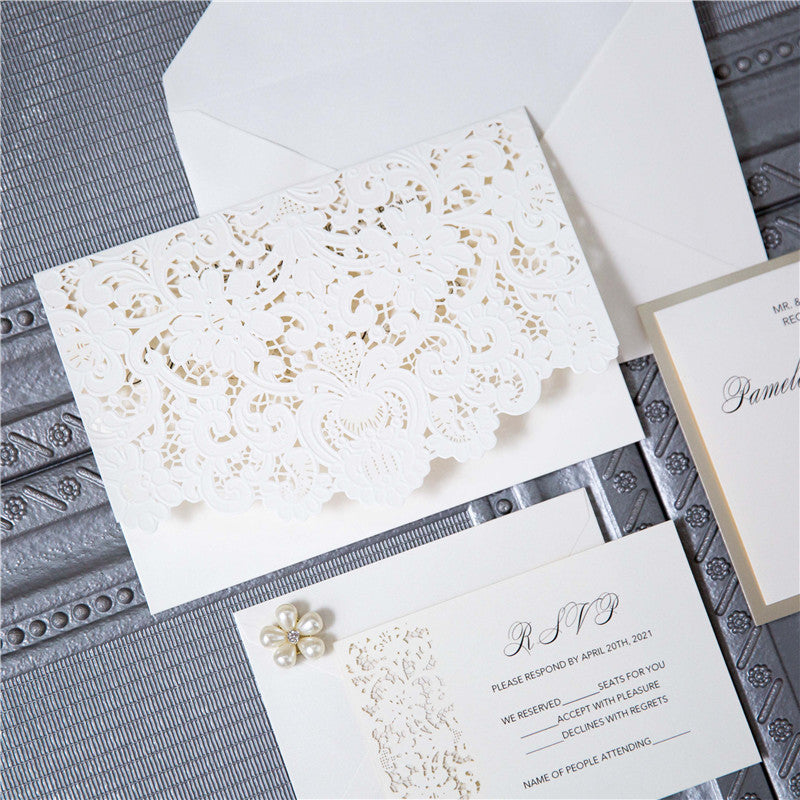 Exclusive White Tri-fold Pocket Invitation (Ready 2 GO Set)