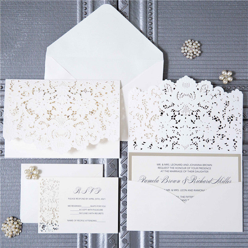 Exclusive White Tri-fold Pocket Invitation (Ready 2 GO Set)