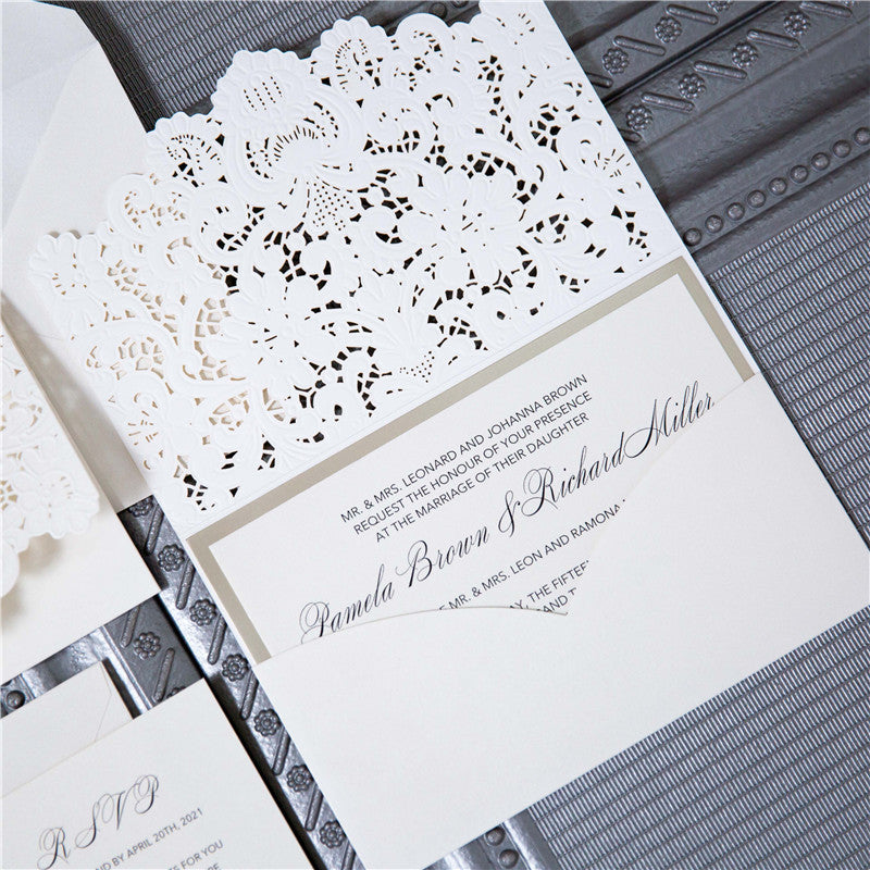 Exclusive White Tri-fold Pocket Invitation (Ready 2 GO Set)