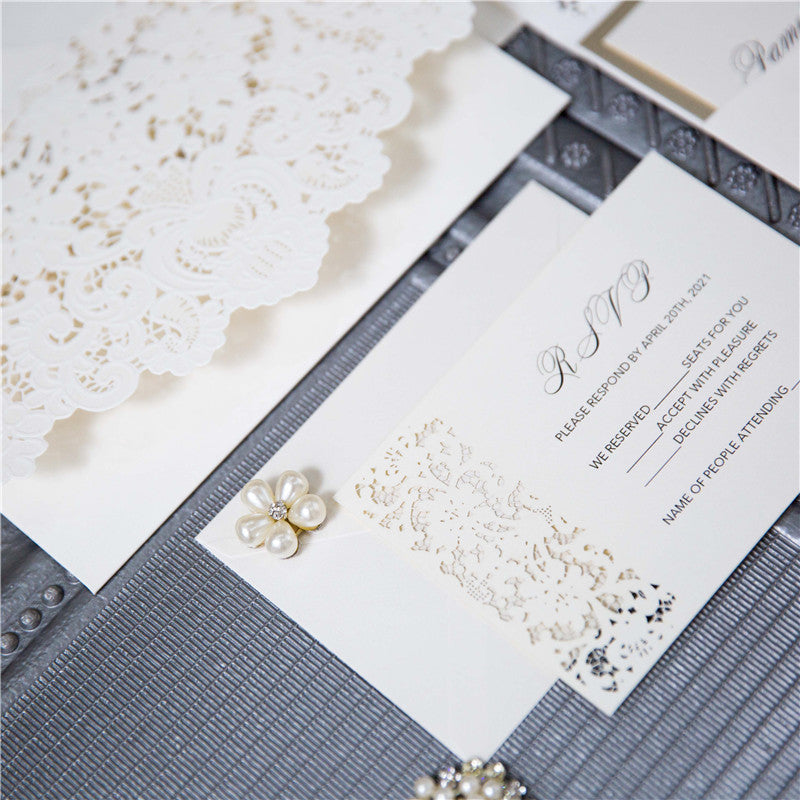 Exclusive White Tri-fold Pocket Invitation (Ready 2 GO Set)