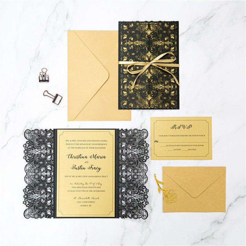 Fine Gold Laser Cut Invitation (Ready 2 GO Set)