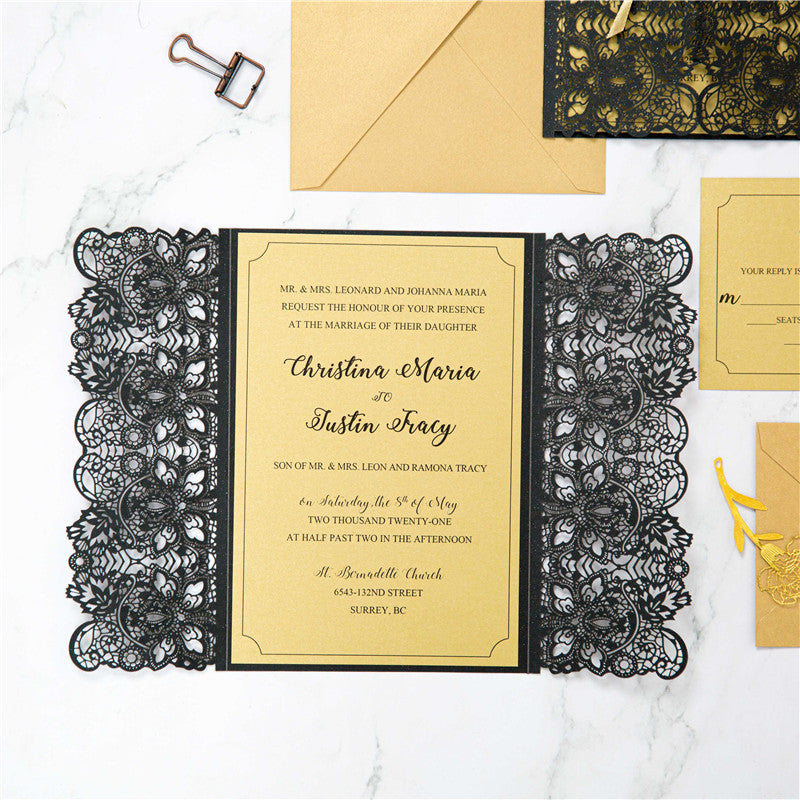 Fine Gold Laser Cut Invitation (Ready 2 GO Set)