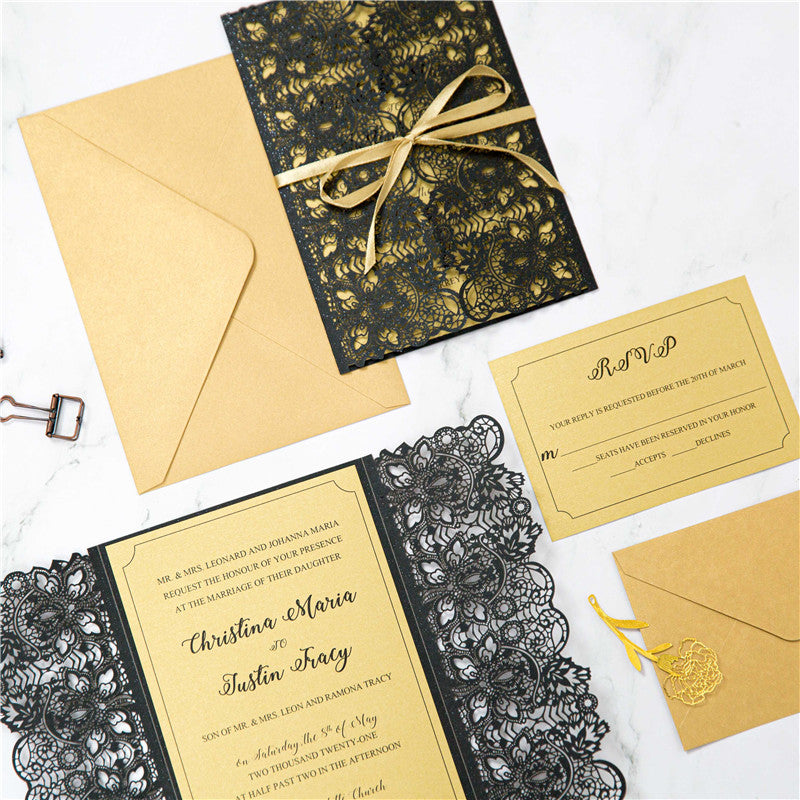 Fine Gold Laser Cut Invitation (Ready 2 GO Set)