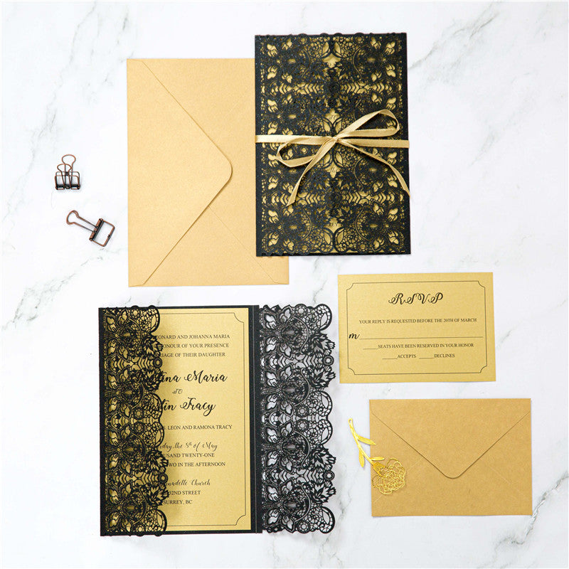 Fine Gold Laser Cut Invitation (Ready 2 GO Set)