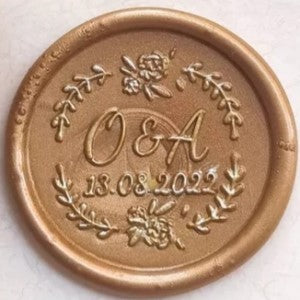 Floral Wreath Initials - Self-Adhesive Custom Wax Seals