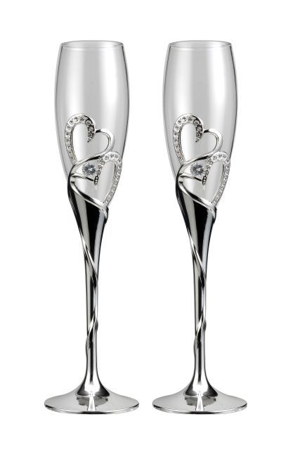 Diamante Hearts Toasting Glasses