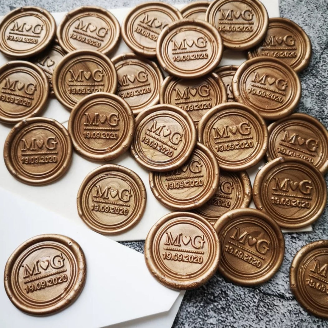 Initials with Heart - Self-Adhesive Custom Wax Seals