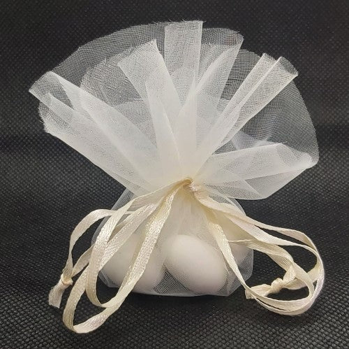 Ivory Organza Circles with Satin Drawstring