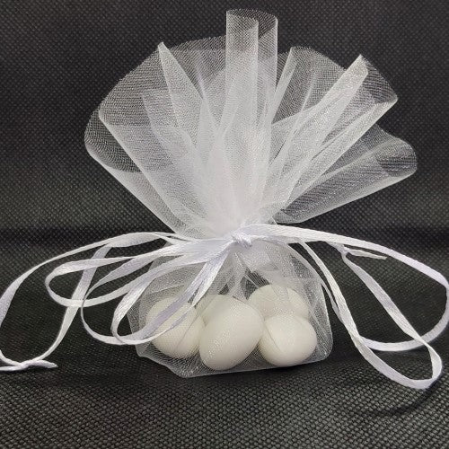 White Organza Circles with Satin Drawstring